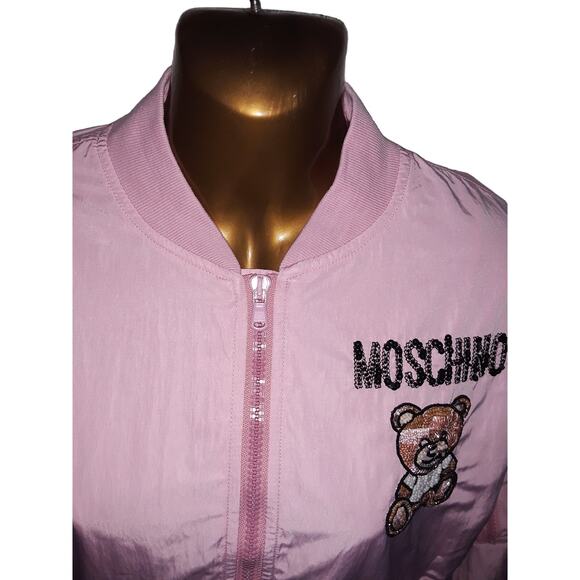 Moschino Couture Sz 2  Pink Beaded Teddy Bear Bomber Jacket NWOT - Picture 6 of 9